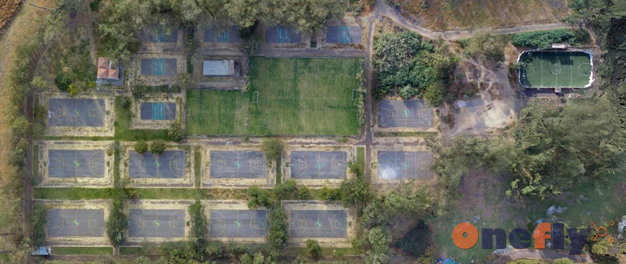 Vista de ortomosaico aéreo de un predio levantado con drone